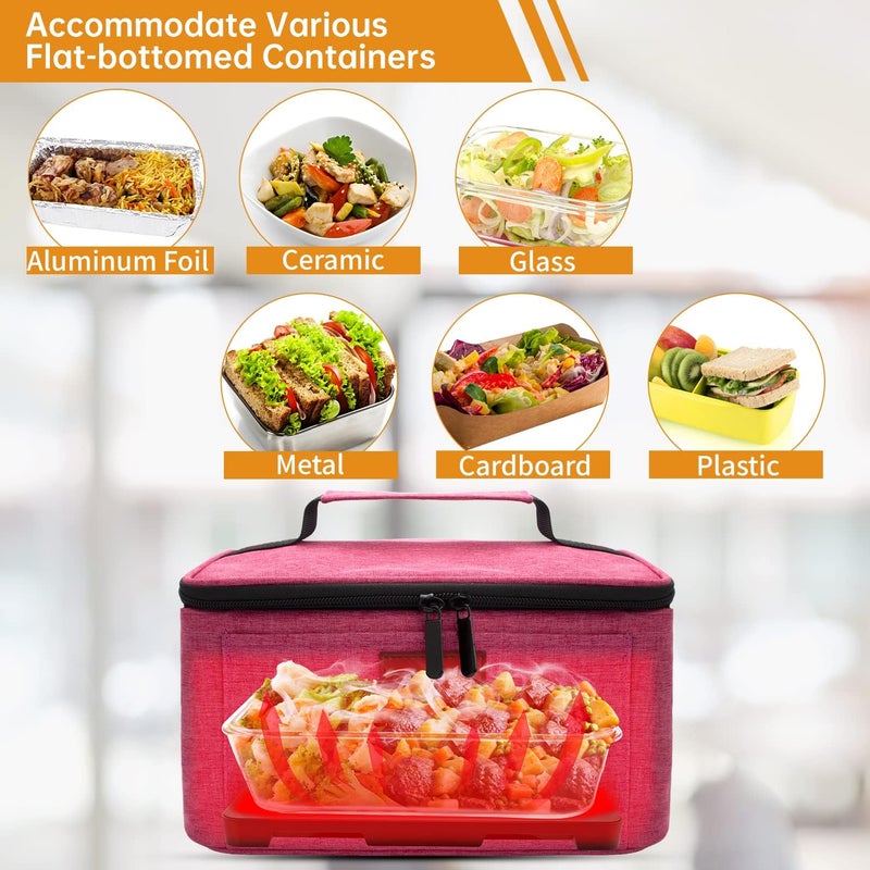 Aotto Portable Electric Lunch Box Food Heater, 12V/24V/110V 3-in-1 Car Food Warmer Heated Lunch Box for Adults, Cook, Reheat & Keep Meals Warm for Car, Truck, Travel, Work, Home - Pink - Image 5